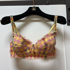 Chanel spring 1994 yellow bra and jacket set